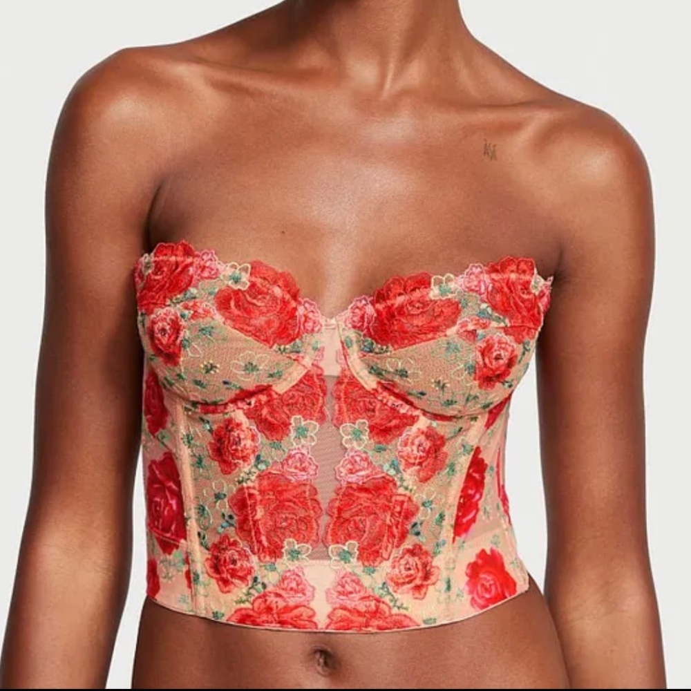 Victoria’s Secret Dream Angels Strapless Corset Top | 36DD | Floral Embroidery | - Picture 2 of 13